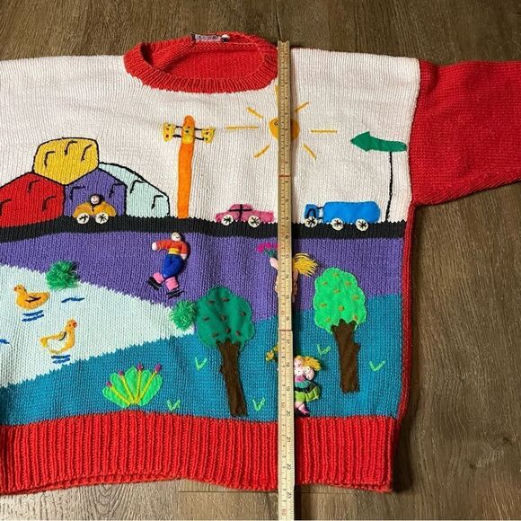 Vintage Claver Quality Sweater Womens Oversized medium Park Kids 3D - Picture 11 of 11